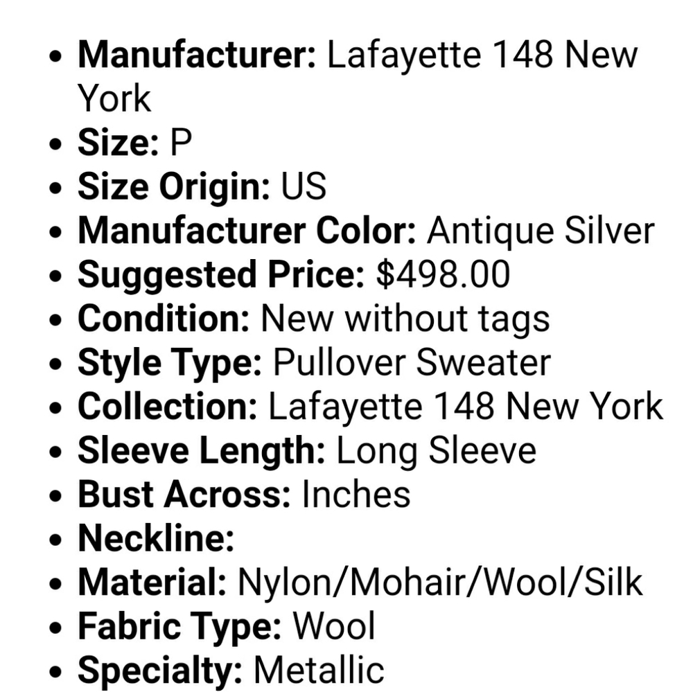 NWT LAFAYETTE 2pc pullover mohair top MSRP $498 - - Picture 8 of 10